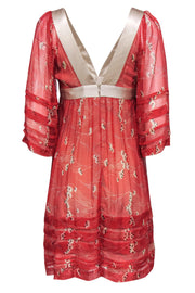 Current Boutique-Development by Erica Davies - Red Floral Print Silk Sheath Dress Sz 4