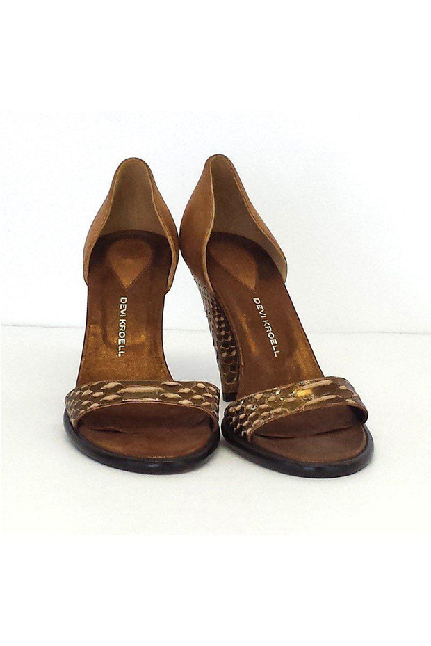 Current Boutique-Devi Kroell - Bronze Metallic Leather Textured Heels Sz 9