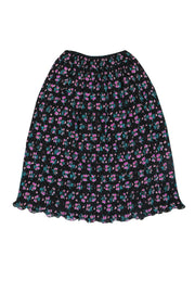Current Boutique-Diane Freis - Vintage Black Floral Print Midi Skirt Sz M