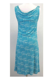 Current Boutique-Diane von Furstenberg - Aqua & White Print Jersey Dress Sz S