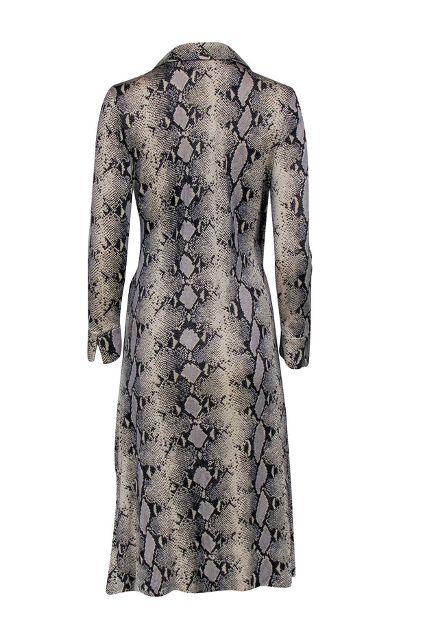 Current Boutique-Diane von Furstenberg - Beige & Black Snakeskin Print Faux Wrap Dress Sz M