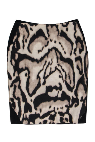 Current Boutique-Diane von Furstenberg - Beige & Black Tiger Patterned Pencil Skirt Sz 0