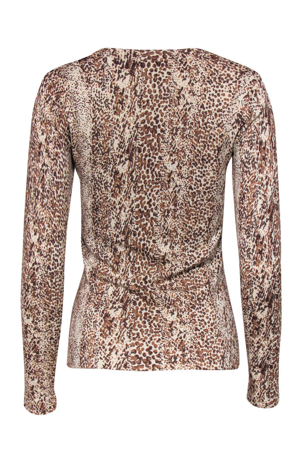 Current Boutique-Diane von Furstenberg - Beige & Brown Leopard Print Sparkly Sweater Sz S