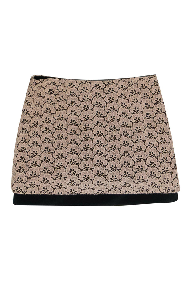Current Boutique-Diane von Furstenberg - Beige Floral Lace Miniskirt Sz 2