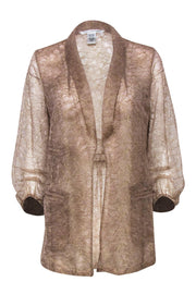 Current Boutique-Diane von Furstenberg - Beige & Gold Lace Open Front Kimono Sz 4