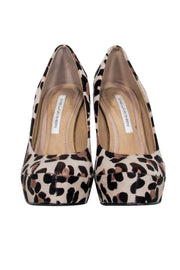 Current Boutique-Diane von Furstenberg - Beige Leopard Print Calf Hair Platform Pumps Sz 7