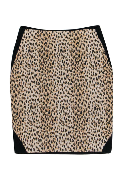 Current Boutique-Diane von Furstenberg - Beige Leopard Print Pencil Skirt w/ Black Back Sz 8
