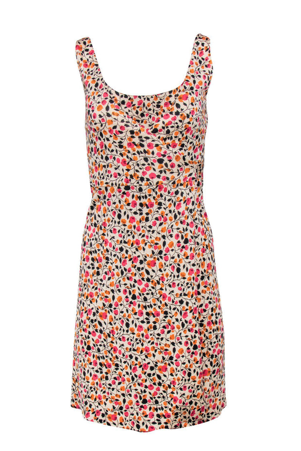 Current Boutique-Diane von Furstenberg - Beige Wrap Dress w/ Floral Print Sz 2