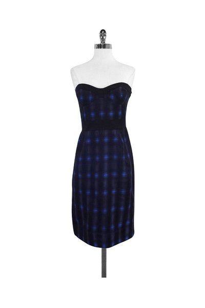 Current Boutique-Diane von Furstenberg - Black & Blue Strapless Dress Sz 10
