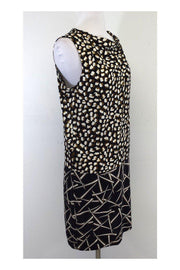 Current Boutique-Diane von Furstenberg - Black & Brown Silk Shift Dress Sz 10