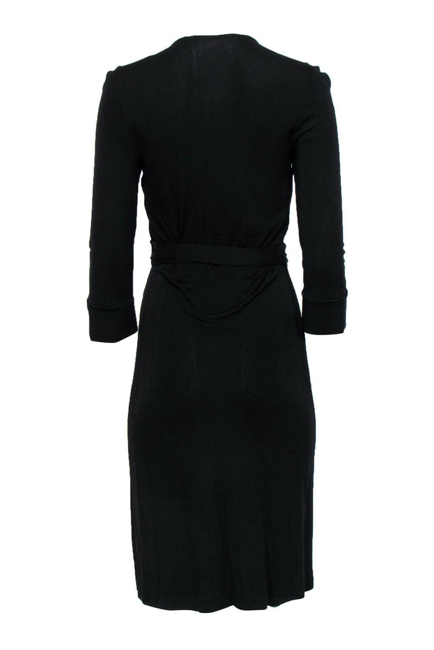 Current Boutique-Diane von Furstenberg - Black Cropped Sleeve Wrap Dress Sz 10