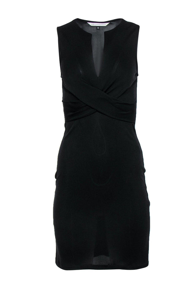 Current Boutique-Diane von Furstenberg - Black Draped Cross Bodice Dress Sz 4