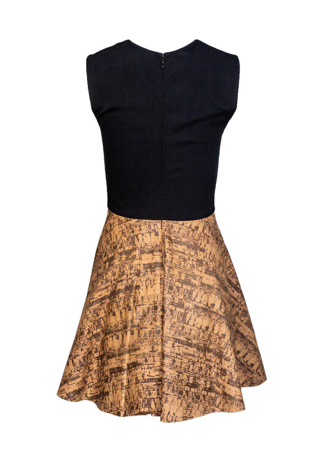Current Boutique-Diane von Furstenberg - Black Fit & Flare Dress w/ Leather Skirt Sz 0