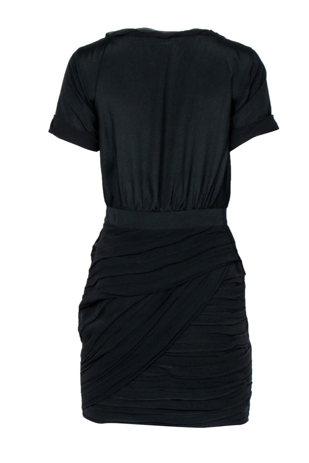 Current Boutique-Diane von Furstenberg - Black Fitted Dress w/ Pleated Skirt Overlay Sz 4