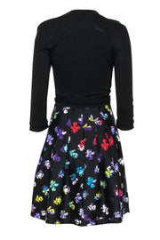 Current Boutique-Diane von Furstenberg - Black Floral A-Line Floral Dress Sz 6