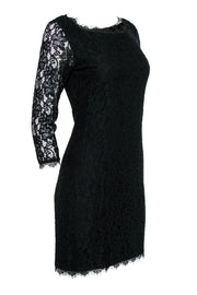 Current Boutique-Diane von Furstenberg - Black Floral Lace "Zarita" Bodycon Dress Sz 8