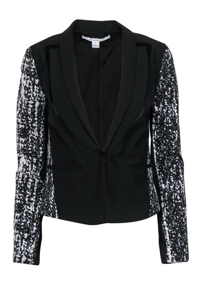 Current Boutique-Diane von Furstenberg - Black & Gray Speckled Blazer Sz 2