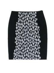 Current Boutique-Diane von Furstenberg - Black & Grey Circle Print Pencil Skirt w/ Texture & Lace Sz 8