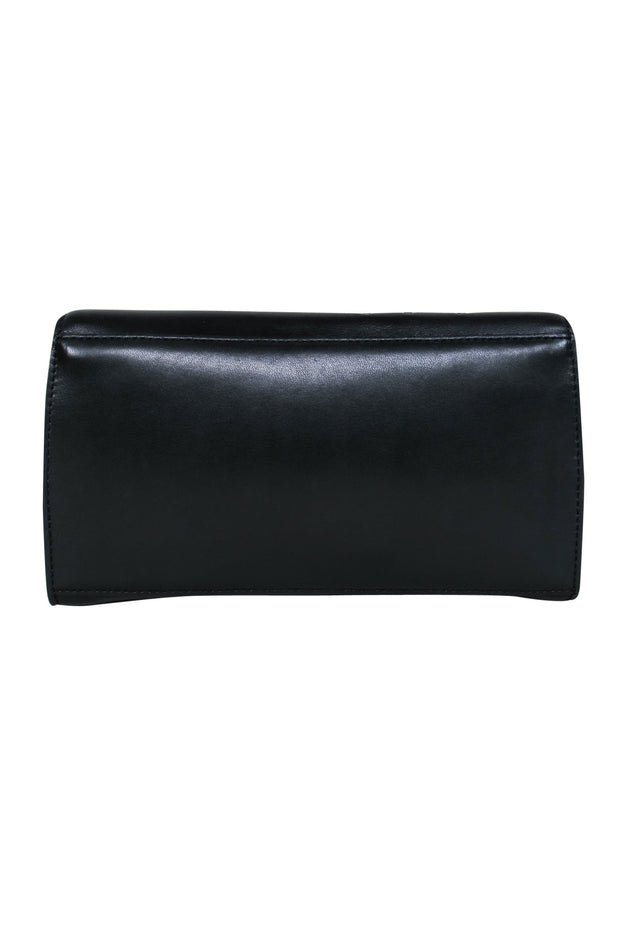 Current Boutique-Diane von Furstenberg - Black & Gunmetal Leather Clutch w/ Grommets