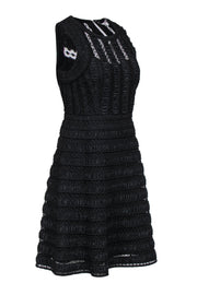 Current Boutique-Diane von Furstenberg - Black Lace Textured Fit & Flare Cocktail Dress Sz 8