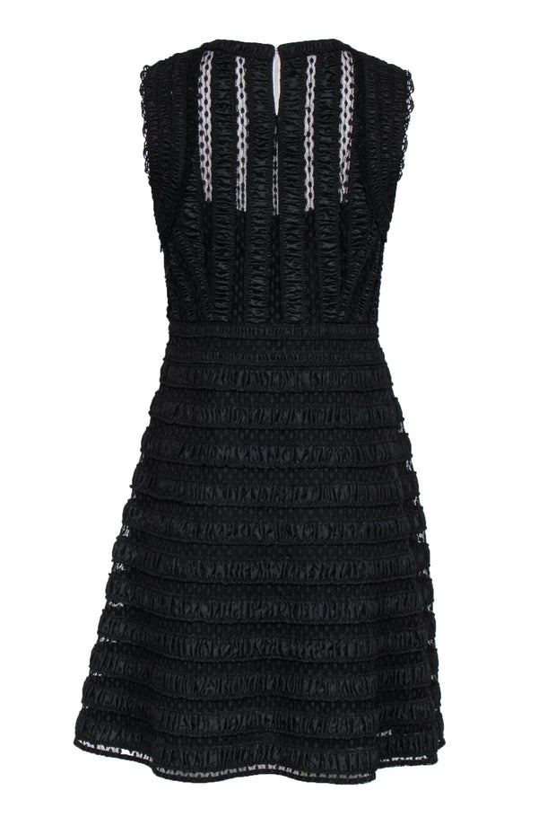 Current Boutique-Diane von Furstenberg - Black Lace Textured Fit & Flare Cocktail Dress Sz 8