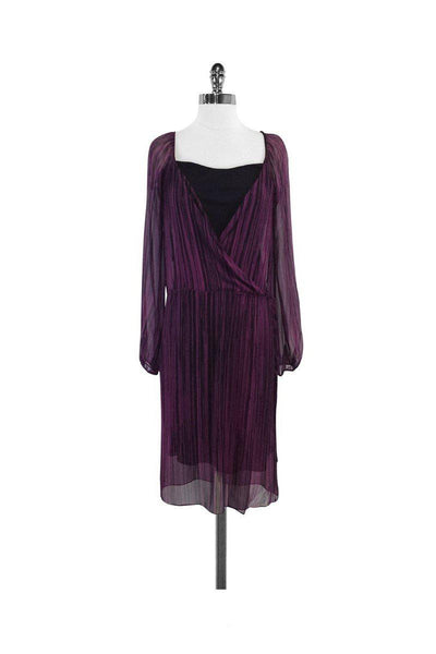 Current Boutique-Diane von Furstenberg - Black & Magenta Print Silk Dress Sz 2