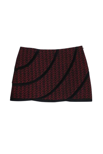 Current Boutique-Diane von Furstenberg - Black & Red Brocade Miniskirt Sz S