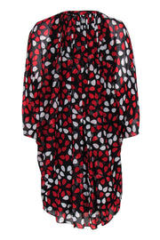 Current Boutique-Diane von Furstenberg - Black, Red & White Teardrop Printed Silk Dress Sz 4