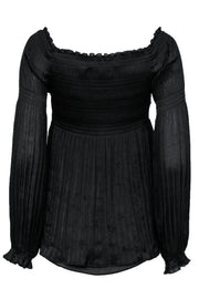 Current Boutique-Diane von Furstenberg - Black Satin Pleated Billow Blouse Sz S