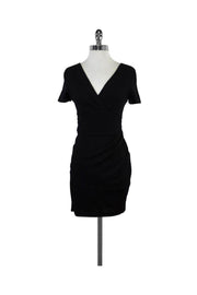 Current Boutique-Diane von Furstenberg - Black Short Sleeve Ruched Waist Dress Sz S