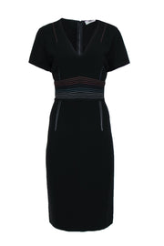 Current Boutique-Diane von Furstenberg - Black Short Sleeve Sheath Dress w/ Rainbow Contrast Stitching Sz 14