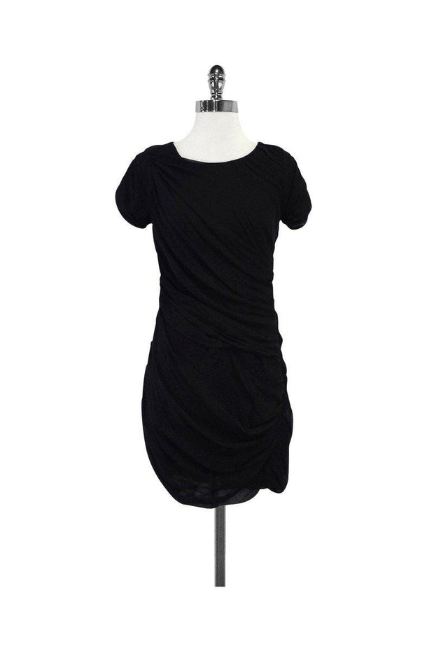 Current Boutique-Diane von Furstenberg - Black Silk Gathered Short Sleeve Dress Sz 2