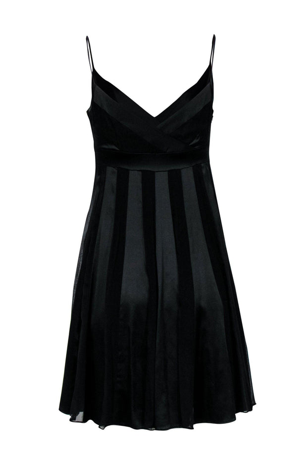 Current Boutique-Diane von Furstenberg - Black Silk Striped Mini Satin Dress Sz 6