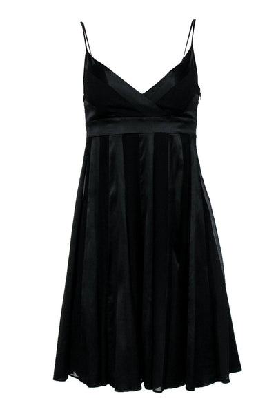 Current Boutique-Diane von Furstenberg - Black Silk Striped Mini Satin Dress Sz 6