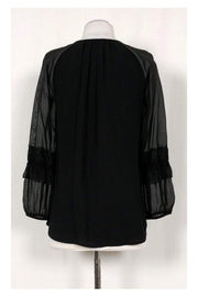 Current Boutique-Diane von Furstenberg - Black Silk Top w/ Lace Trim Sz 4