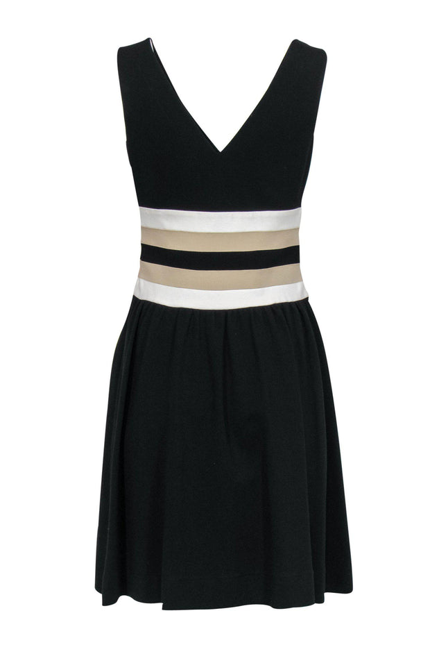 Current Boutique-Diane von Furstenberg - Black Sleeveless Fit & Flare "Rossa" Dress w/ Striped Waistband Sz 8