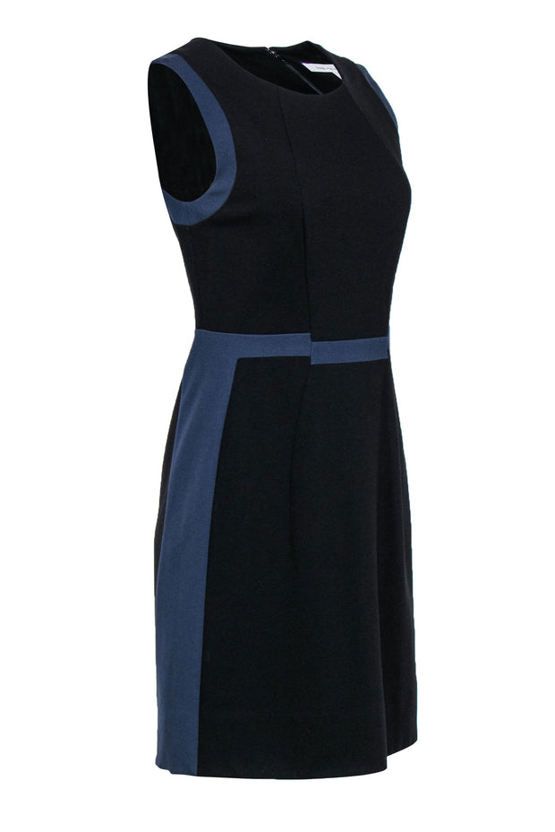 Current Boutique-Diane von Furstenberg - Black Sleeveless Sheath Dress w/ Navy Trim Sz 8
