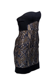 Current Boutique-Diane von Furstenberg - Black Strapless Snakeskin Dress Sz 4