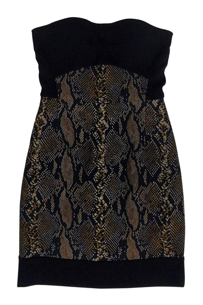 Current Boutique-Diane von Furstenberg - Black Strapless Snakeskin Dress Sz 4