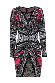 Current Boutique-Diane von Furstenberg - Black, Tan & Pink Patterned Knit Dress Sz M