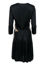 Current Boutique-Diane von Furstenberg - Black & Tan Sunburst Patterned Silk Dress Sz 10