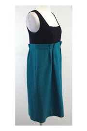 Current Boutique-Diane von Furstenberg - Black & Teal Wool Dress Sz 12