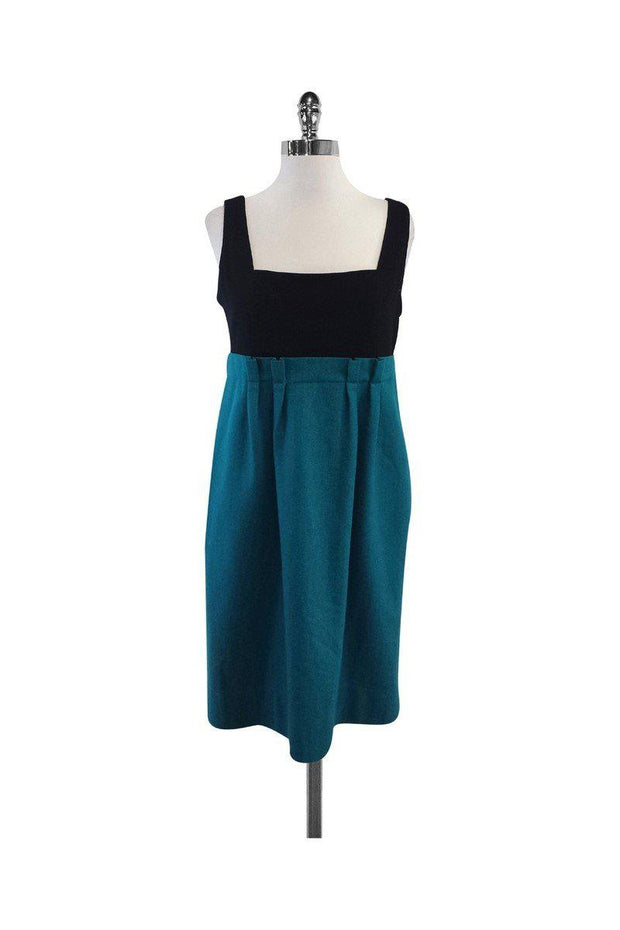 Current Boutique-Diane von Furstenberg - Black & Teal Wool Dress Sz 12