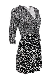 Current Boutique-Diane von Furstenberg - Black & White Abstract Pattern Wrap Dress Sz 8