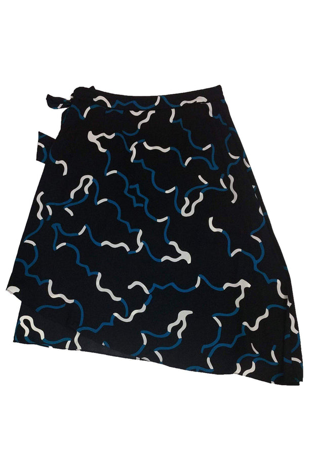Current Boutique-Diane von Furstenberg - Black, White & Blue Skirt Sz 10