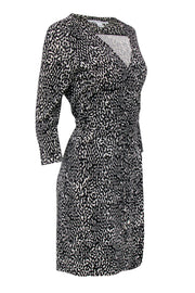 Current Boutique-Diane von Furstenberg - Black & White Dotted Silk Wrap Dress Sz 10