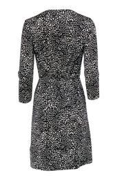 Current Boutique-Diane von Furstenberg - Black & White Dotted Silk Wrap Dress Sz 10