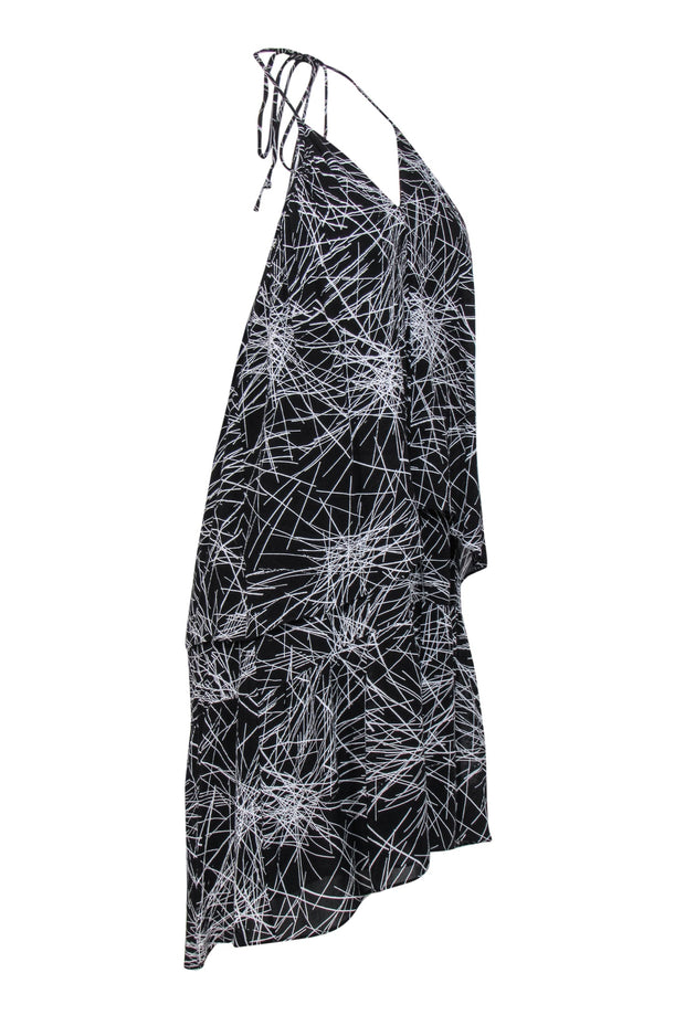Current Boutique-Diane von Furstenberg - Black & White Halter Tiered Mini Dress Sz 4