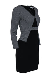Current Boutique-Diane von Furstenberg - Black & White Long Sleeve Printed Sheath Dress Sz 0