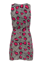 Current Boutique-Diane von Furstenberg - Black, White & Pink Patterned Faux Wrap Dress Sz 0